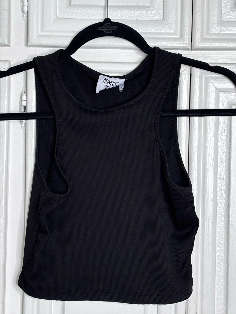 Princess Polly Black Ribbed High-Neck Tank sz 6